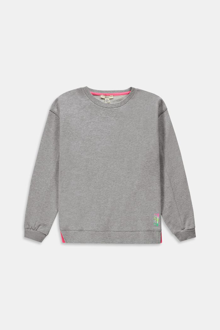 Sweatshirt med aluminiumsfarvet kant, LIGHT GREY, overview