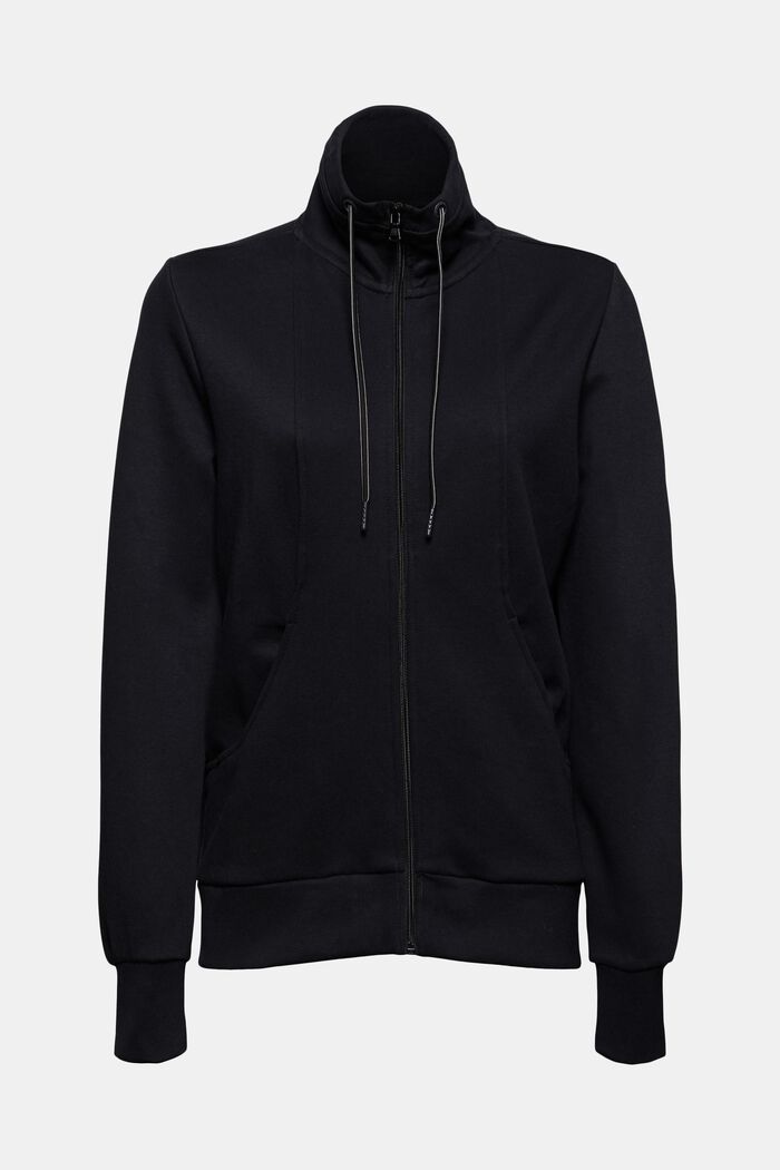 Sweatshirt med lynlås, bomuldsmiks, BLACK, detail image number 5