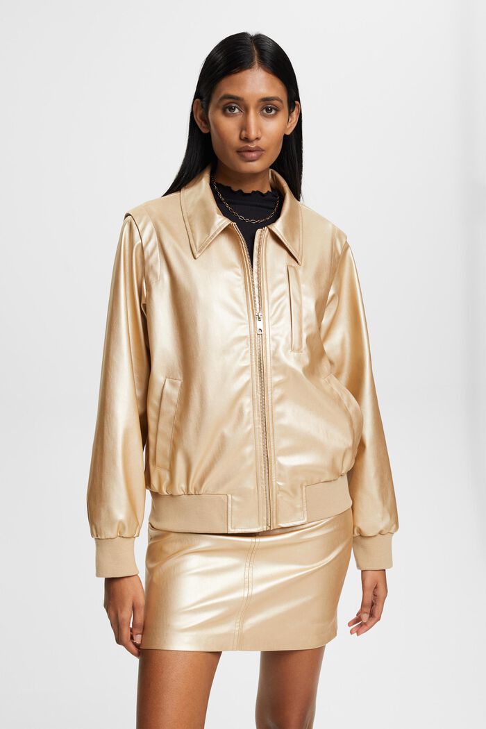 Skinnende blouson-jakke, GOLD, detail image number 0