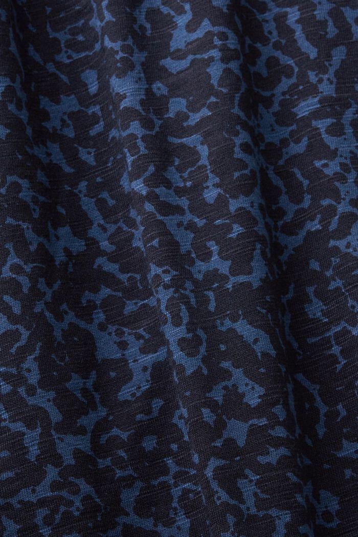 Mønstret top med lange ærmer og bindedetalje, PETROL BLUE, detail image number 4