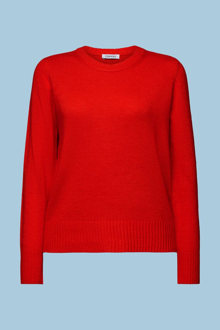 Striksweater med rund hals, RED, detail image number 6