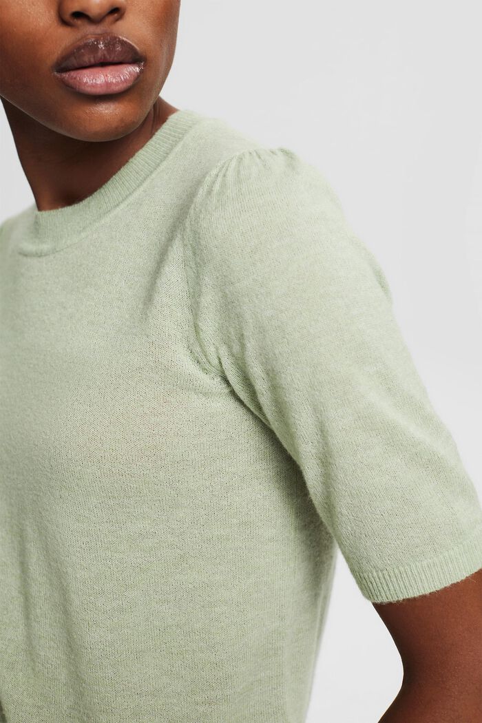 Med uld/alpaka: pullover med korte ærmer, PASTEL GREEN, detail image number 2
