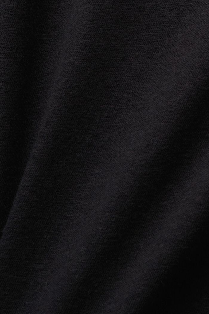 T-shirt i bomulds- og hørmiks, BLACK, detail image number 5