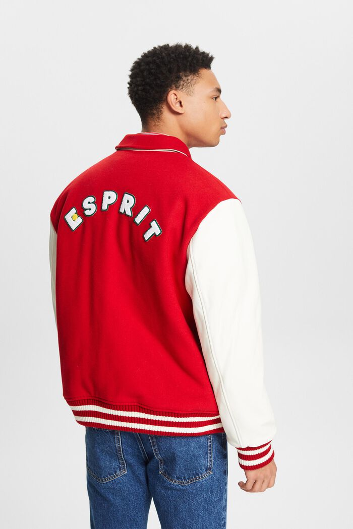 Varsity-jakke i uldmiks med applikeret logo, DARK RED, detail image number 2