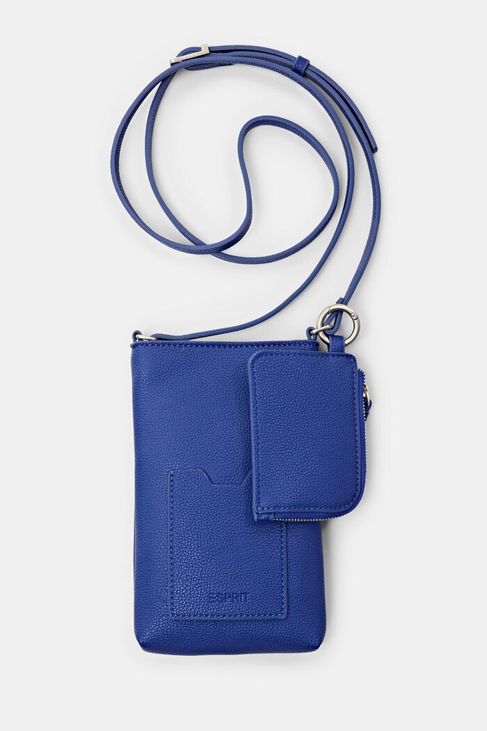 Crossbody-mobiltaske i kunstlæder, BRIGHT BLUE, detail image number 0