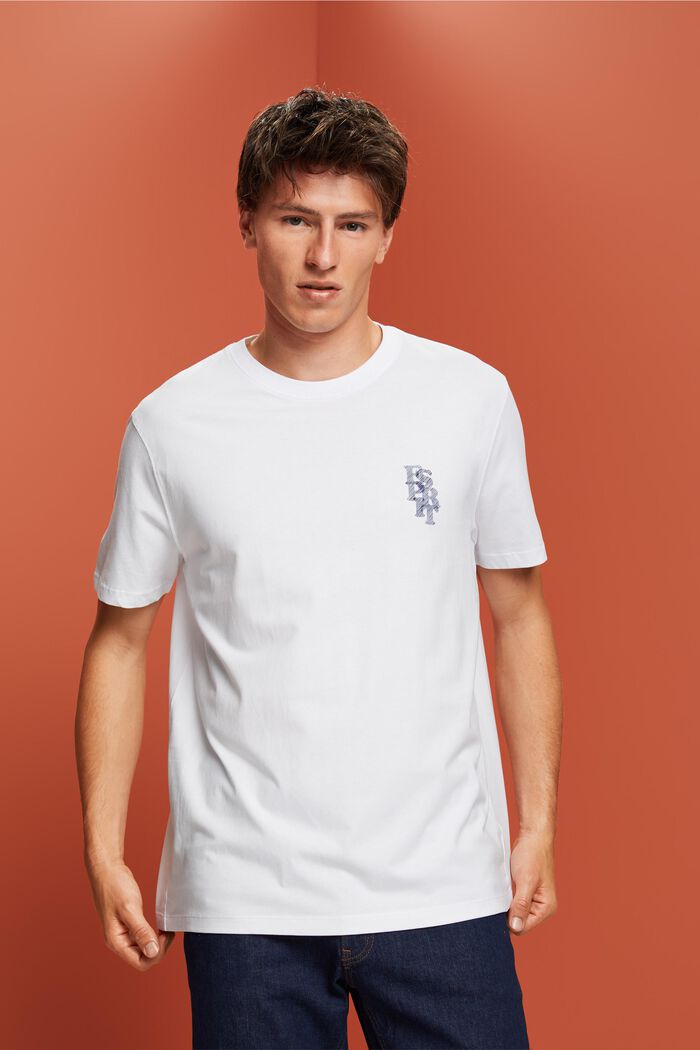 T-shirt med logo, 100 % bomuld, WHITE, detail image number 0
