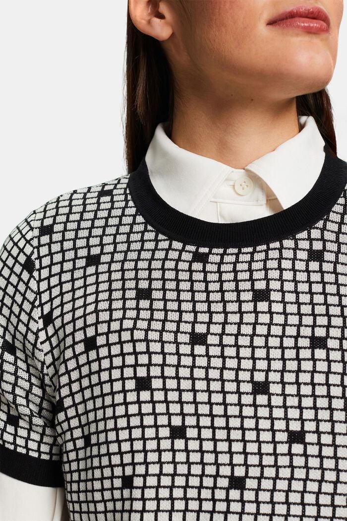 Jacquard-sweatshirt med rund hals, BLACK, detail image number 3