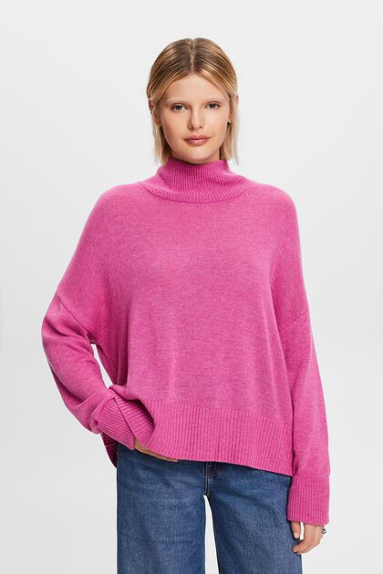 Sweater i uldmiks med høj hals
