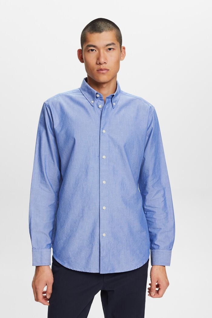 Button down-skjorte i bomuldspoplin, BRIGHT BLUE, detail image number 0