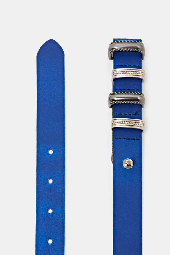 Smalt læderbælte, BRIGHT BLUE, detail image number 1