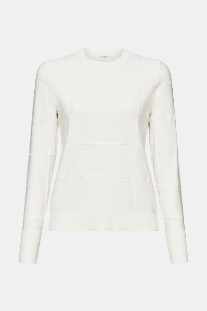 Farveafstemt gittersweater med struktur, OFF WHITE, detail image number 6