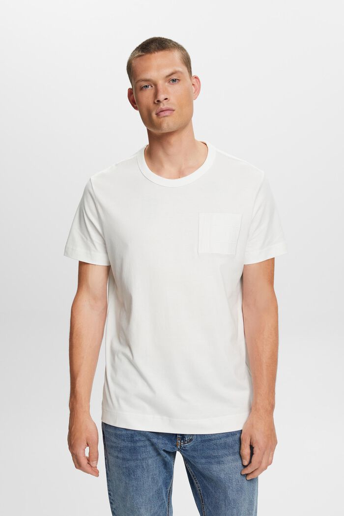 T-shirt i jersey med broderi, 100 % bomuld, OFF WHITE, detail image number 0