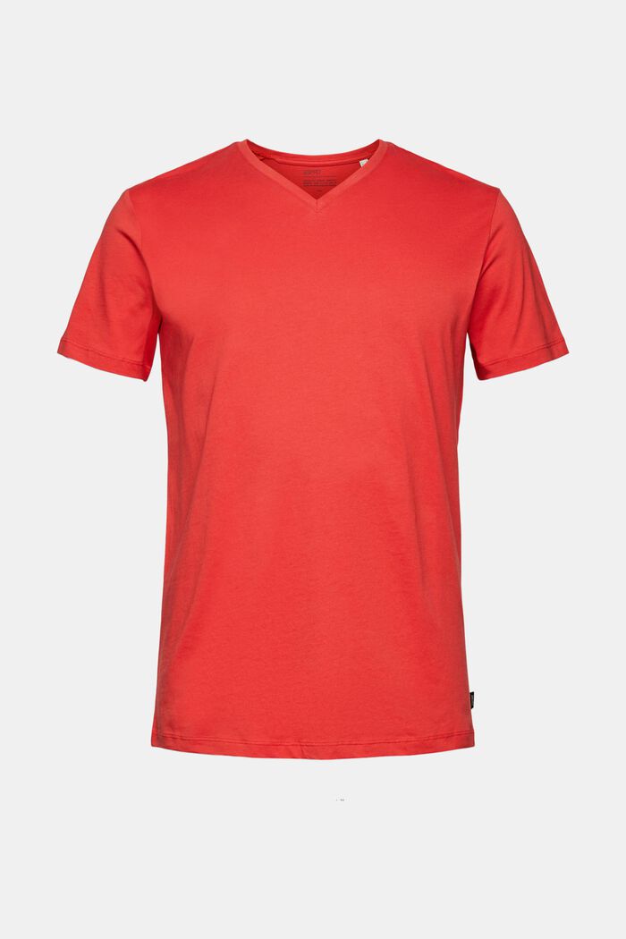T-shirt i jersey med V-udskæring, RED ORANGE, detail image number 6