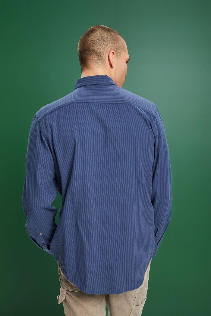 Nålestribet skjorte i bomuldsflonel, GREY BLUE, detail image number 3