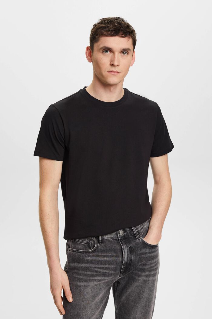 Jersey-T-shirt med rund hals, BLACK, detail image number 0