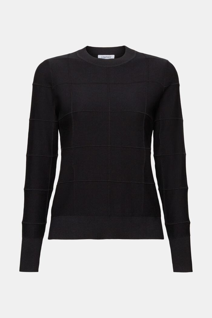 Farveafstemt gittersweater med struktur, BLACK, detail image number 5