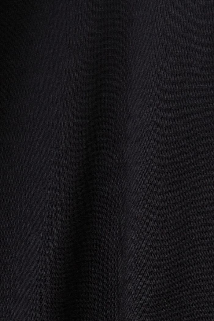 T-shirt i pima-bomuldsjersey med rund hals, BLACK, detail image number 5