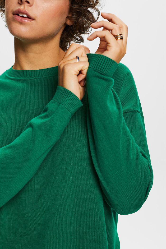 Overdimensioneret pullover, 100% bomuld, DARK GREEN, detail image number 2