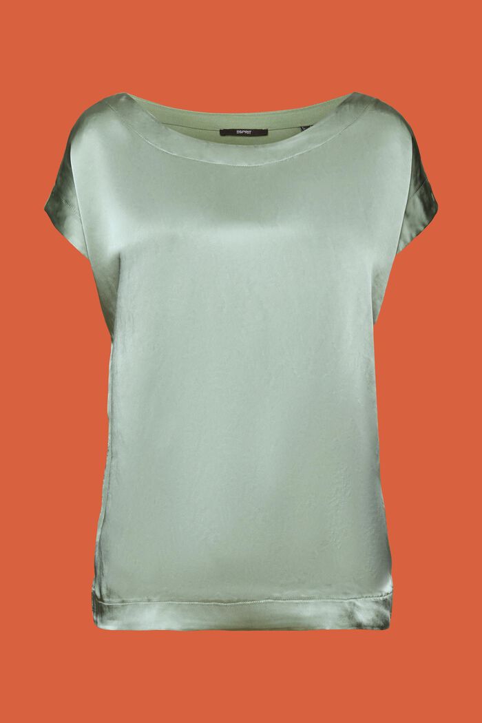 T-shirt i materialemiks, LENZING™ ECOVERO™, PALE KHAKI, detail image number 6