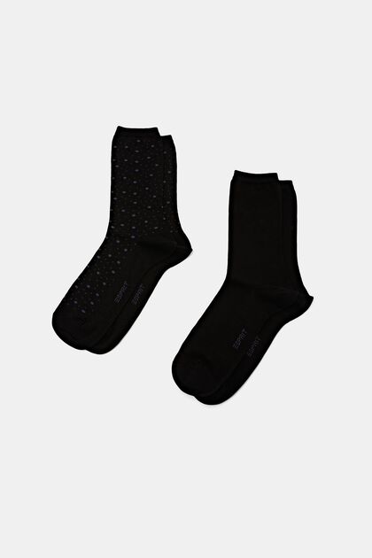 Pakke med 2 par sokker, økologisk bomuld, BLACK, overview