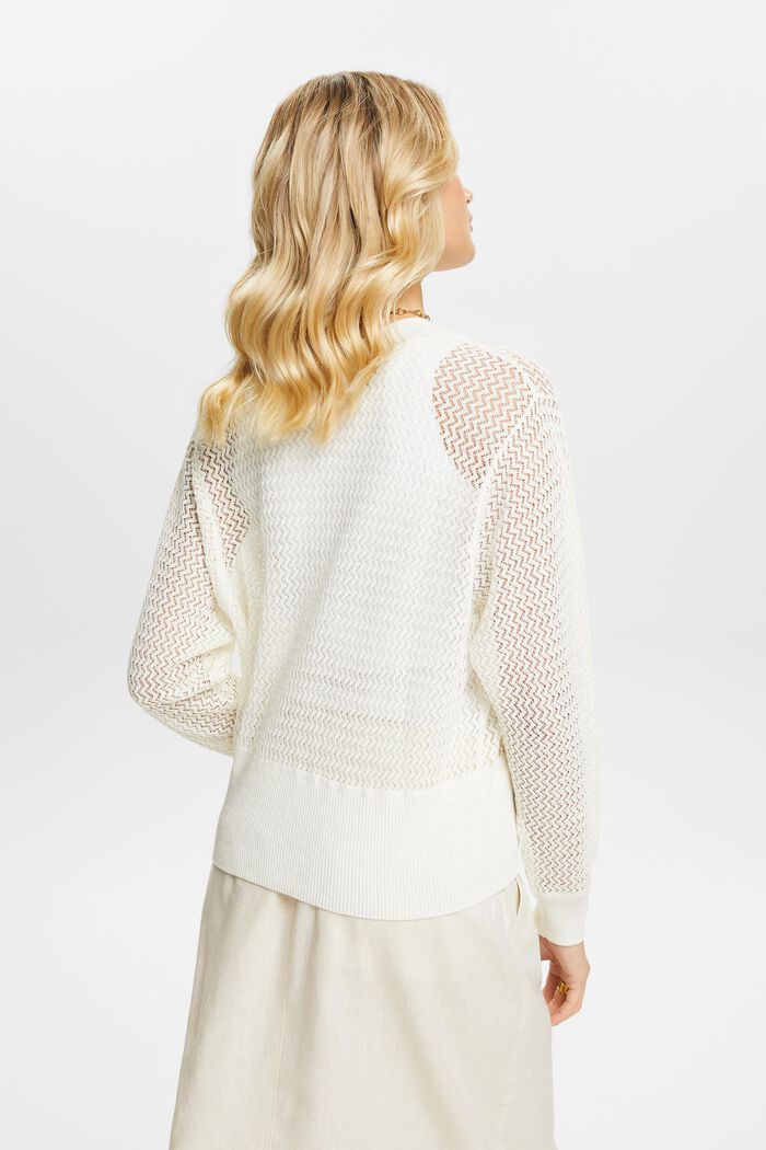 Struktureret sweater med V-hals, OFF WHITE, detail image number 2