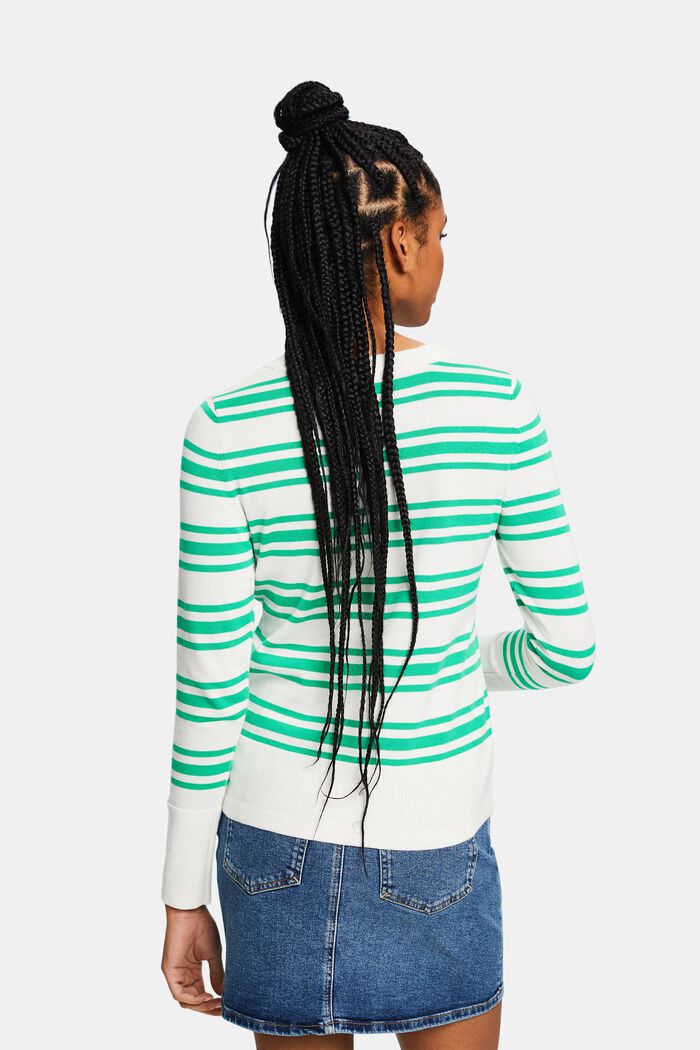Stribet sweatshirt med rund hals, GREEN, detail image number 2