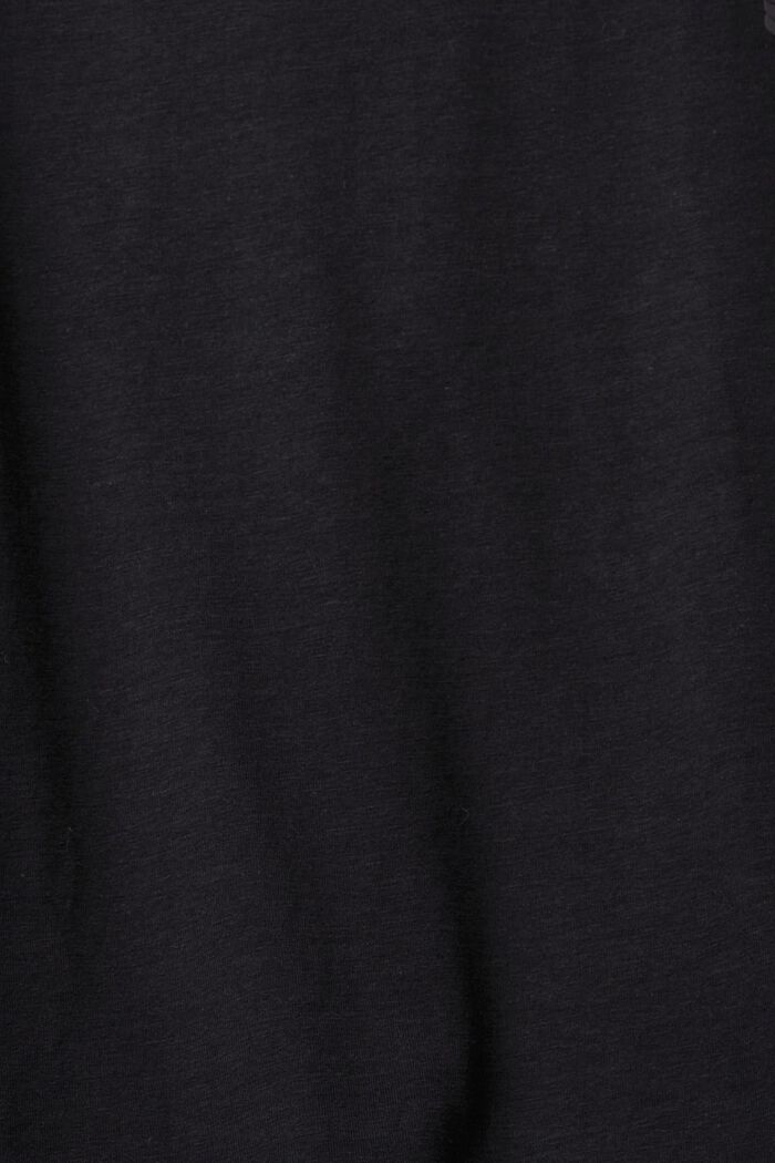 T-shirt med V-hals og pailletter, BLACK, detail image number 4