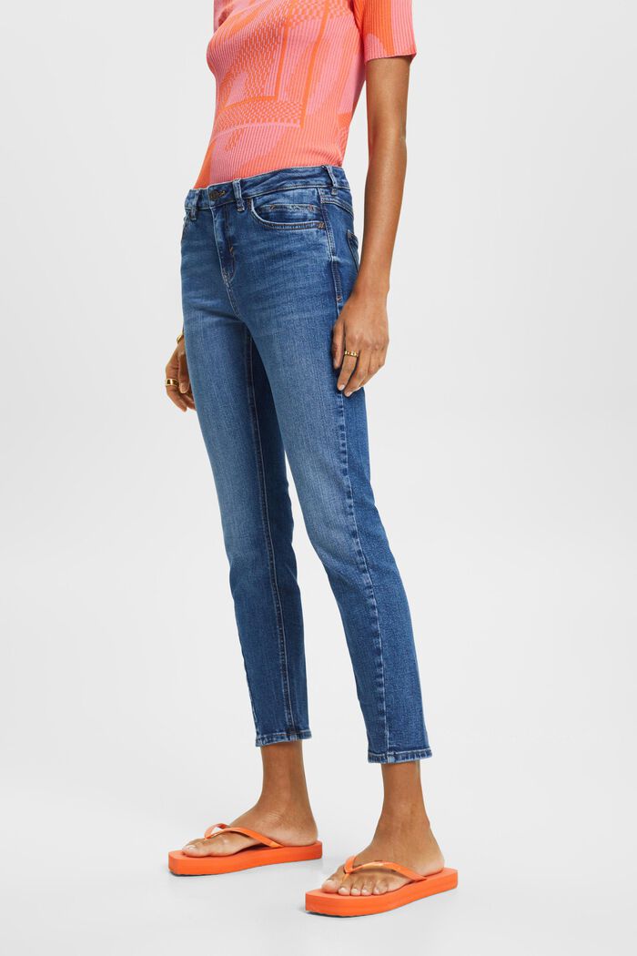 Slim fit-jeans med mellemhøj talje, BLUE MEDIUM WASHED, detail image number 0