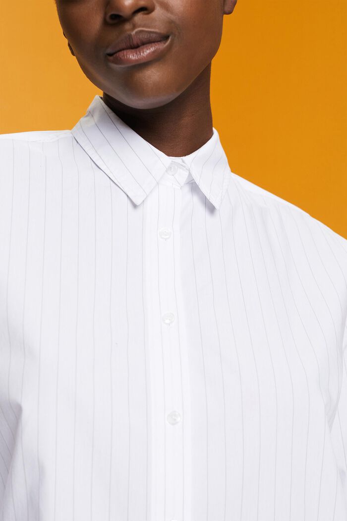 Nålestribet skjortekjole, 100 % bomuld, WHITE, detail image number 2
