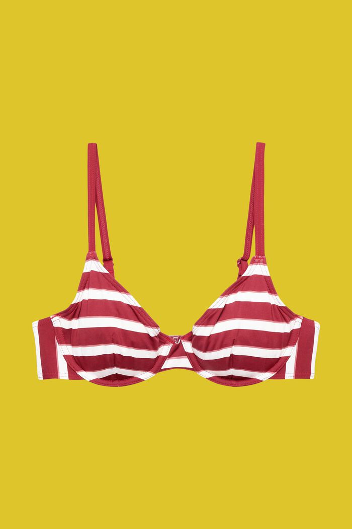 Stribet bikinitop med bøjle, DARK RED, detail image number 4