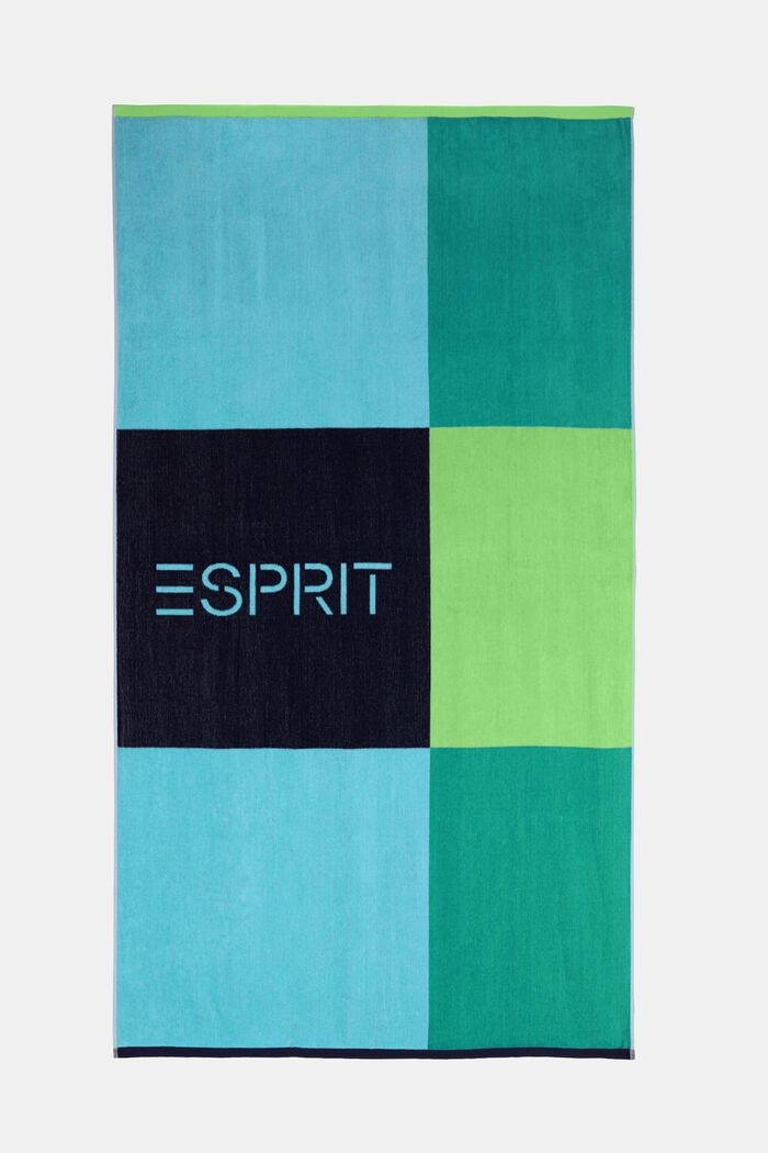 Strandhåndklæde i multifarvet blok-design, DEEP WATER, detail image number 0