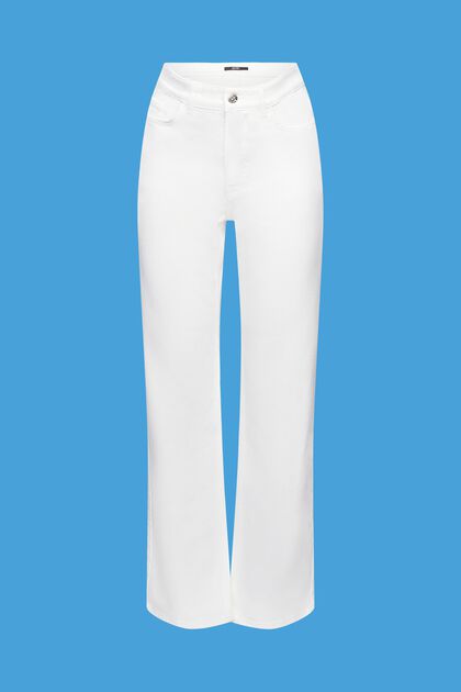 Jeans med høj talje og lige ben, WHITE, overview