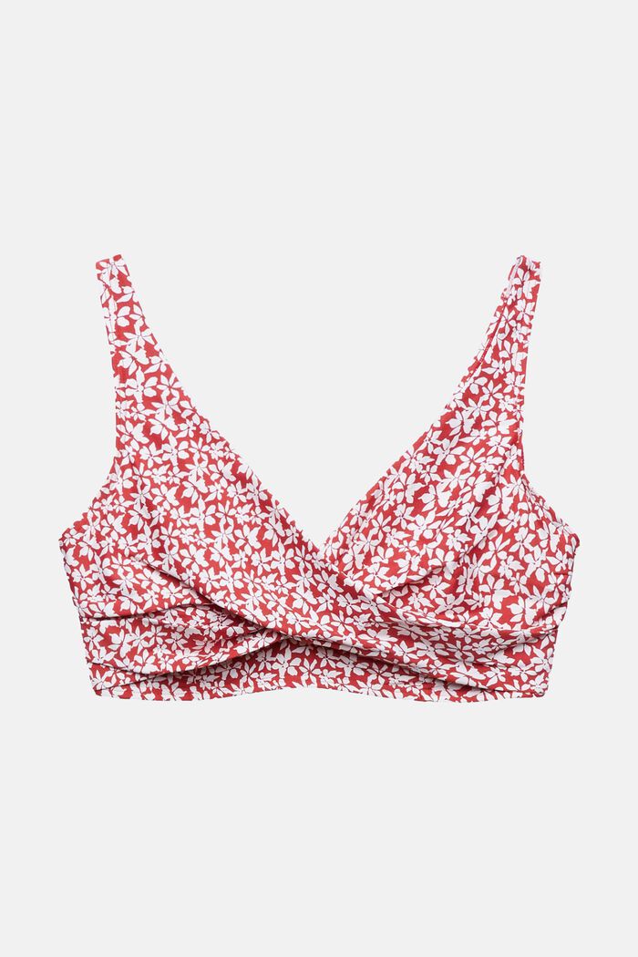 Upolstrede bikinitoppe med bøjle og print, DARK RED, detail image number 0