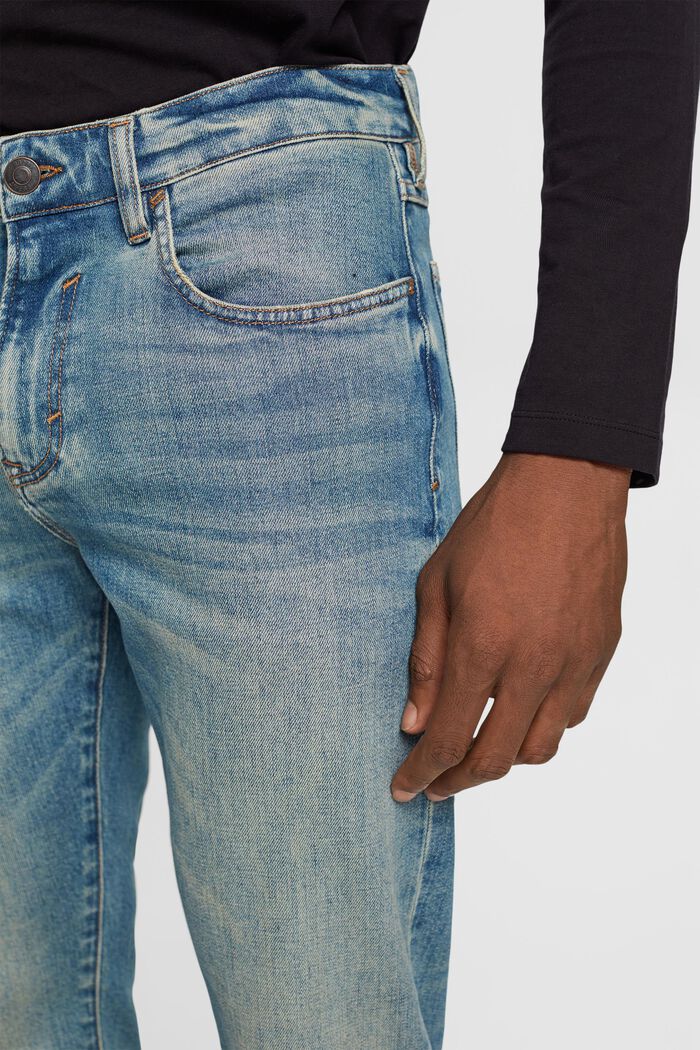 Stonewashed jeans i slim fit, økologisk bomuld, BLUE MEDIUM WASHED, detail image number 0