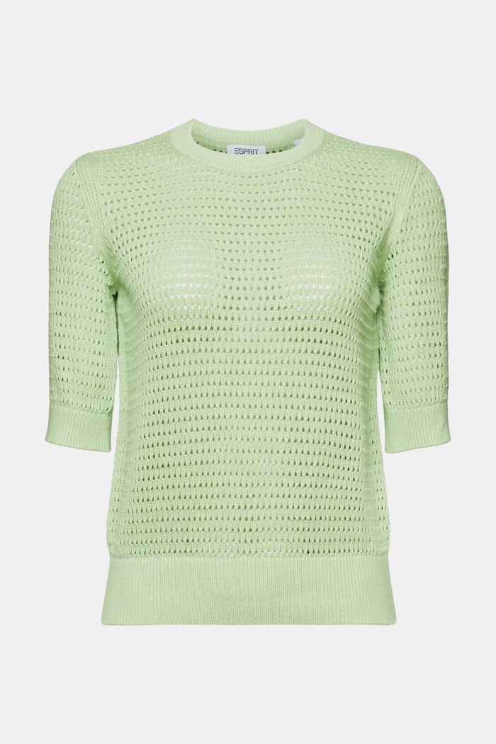 Kortærmet sweater i mesh, LIGHT GREEN, detail image number 6