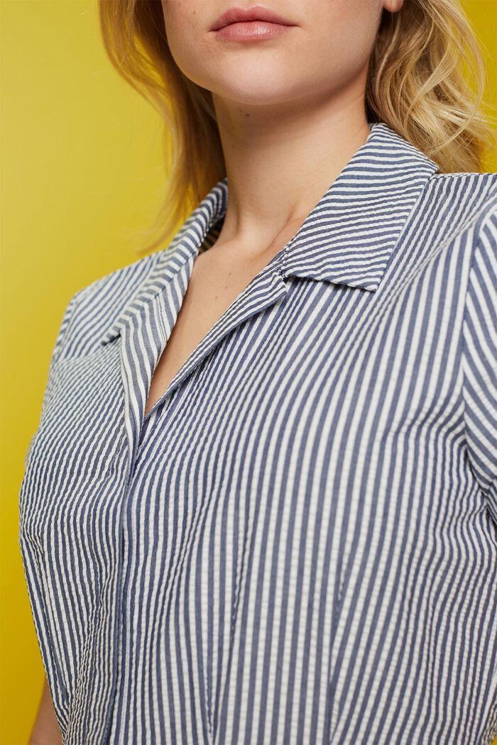 Seersucker-skjortekjole, 100 % bomuld, NAVY, detail image number 2