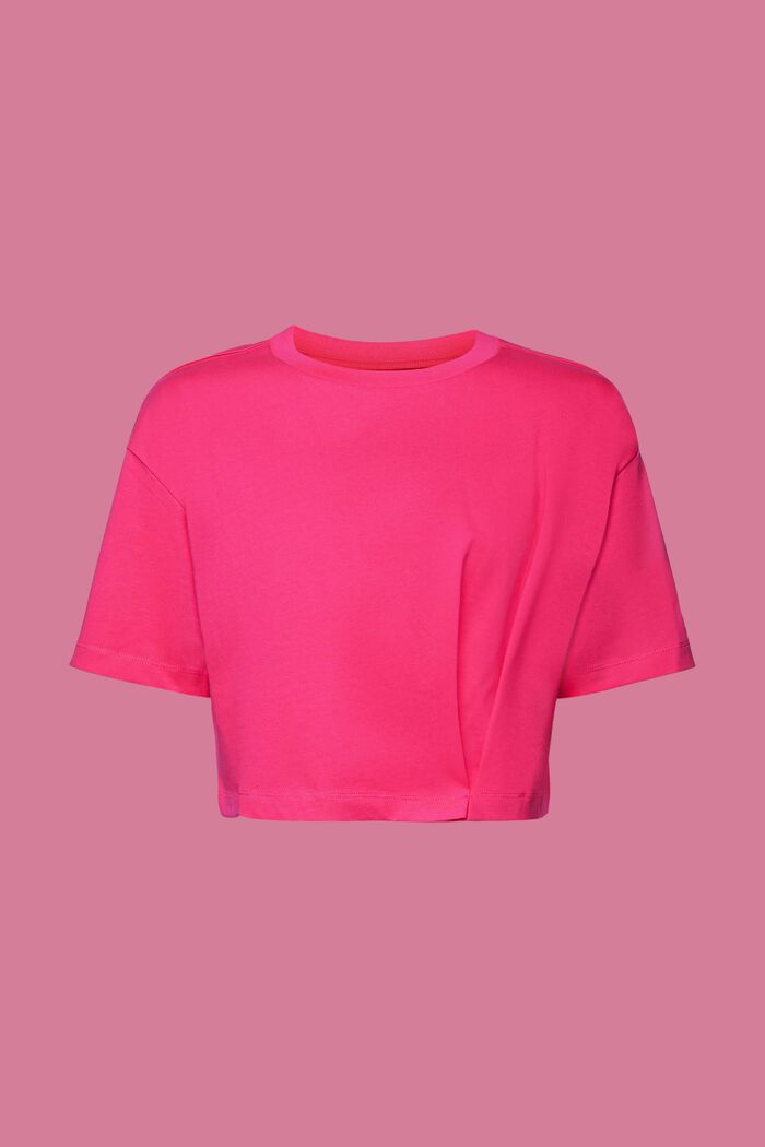 Cropped jersey-T-shirt med rund hals, PINK FUCHSIA, detail image number 6