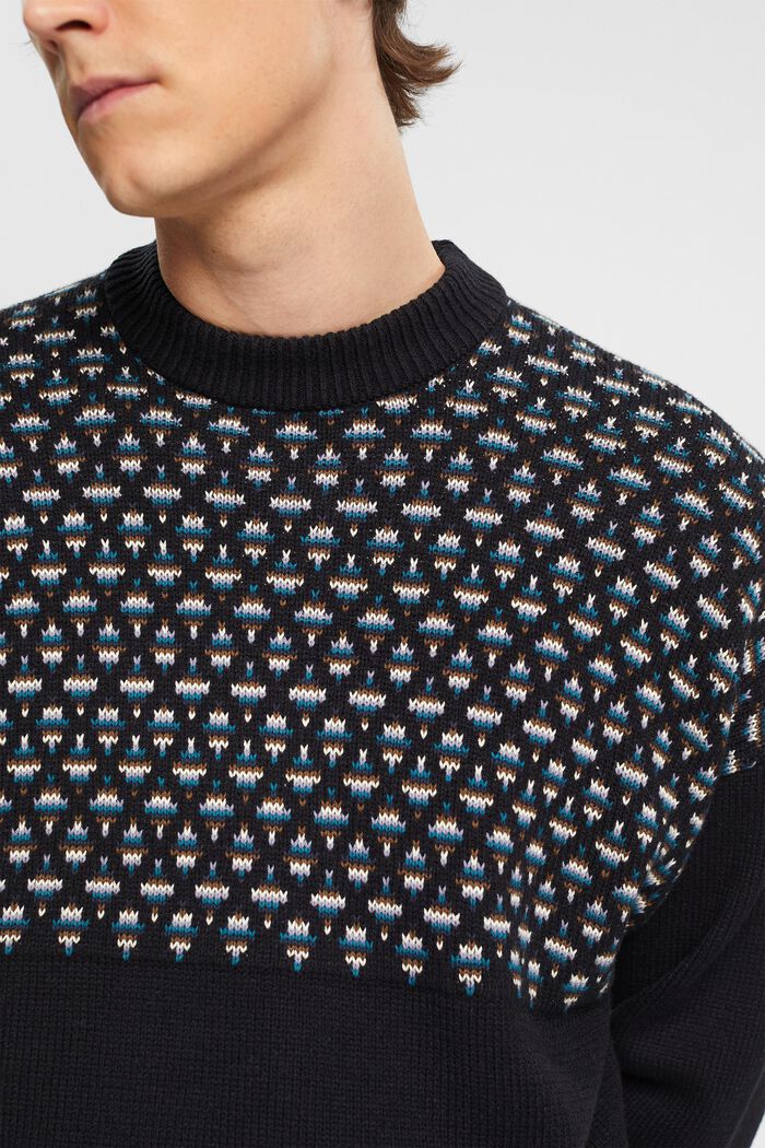 Pullover med jacquard-mønster, BLACK, detail image number 2