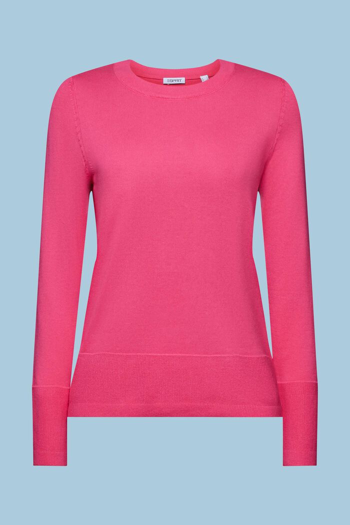 Sweater i bomuld med rund hals, PINK FUCHSIA, detail image number 6