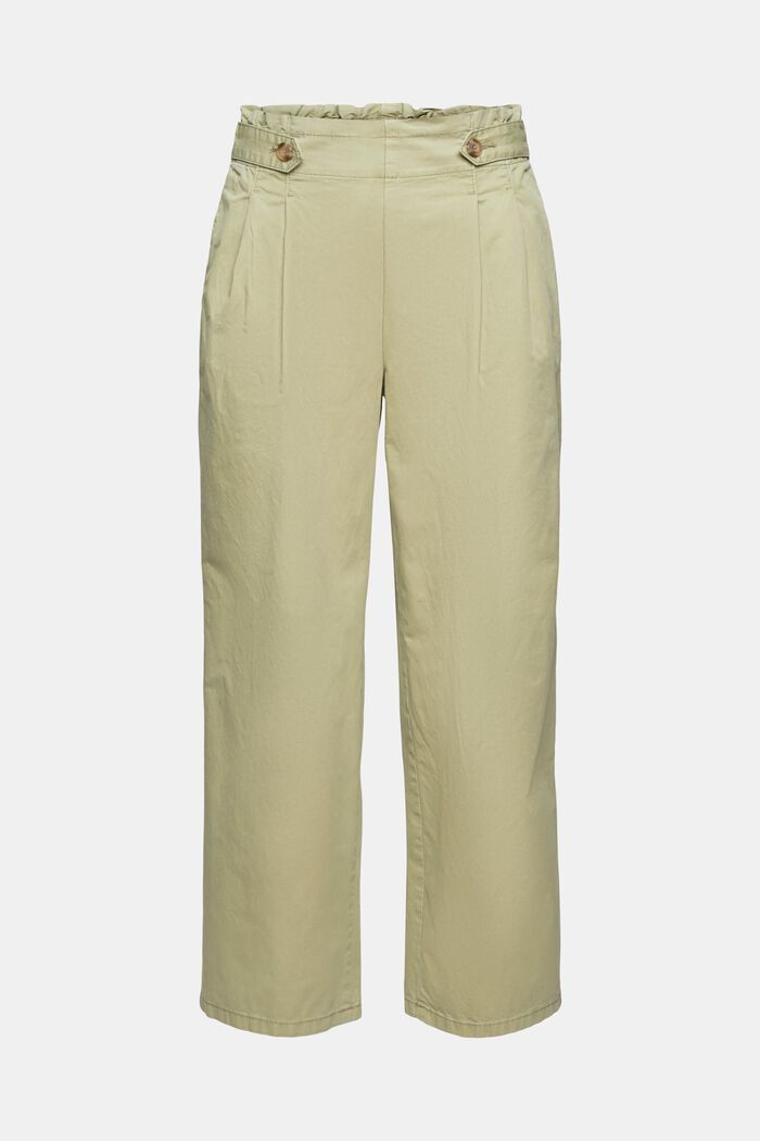 Cropped bukser med elastiklinning, 100% bomuld