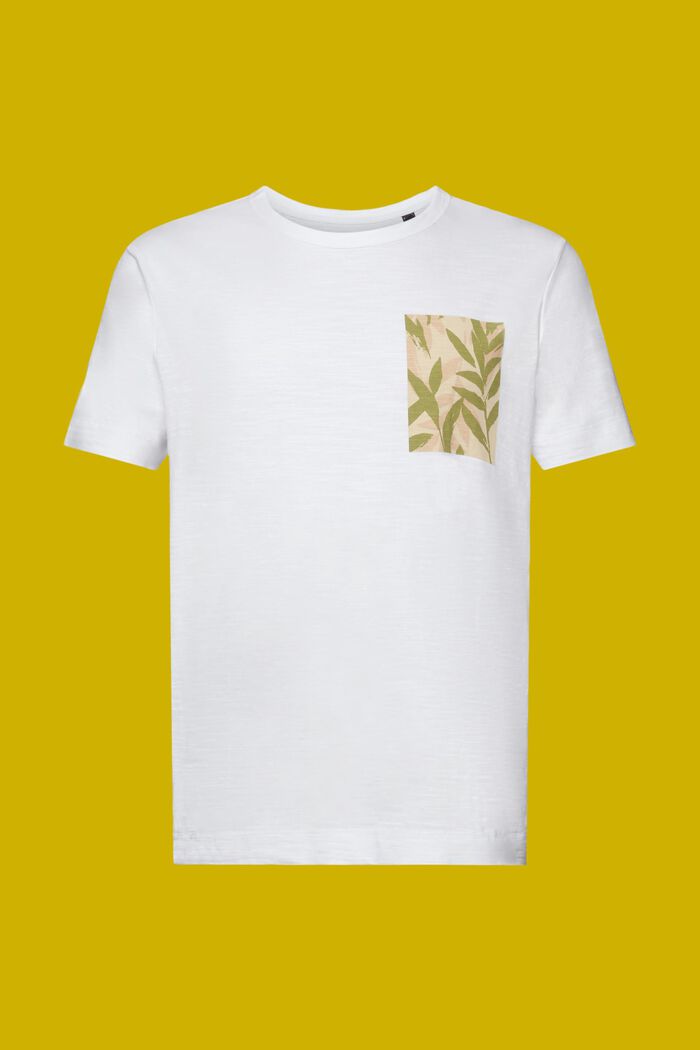 Jersey-T-shirt med print på brystet, 100 % bomuld, WHITE, detail image number 6
