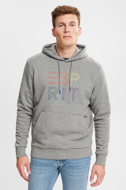Genanvendte materialer: hoodie med broderet logo, MEDIUM GREY, overview
