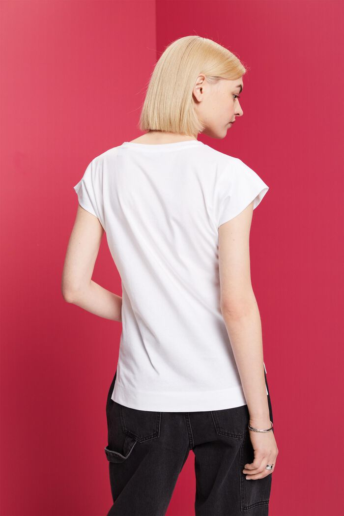 T-shirt med farveafstemt print, 100 % bomuld, WHITE, detail image number 3