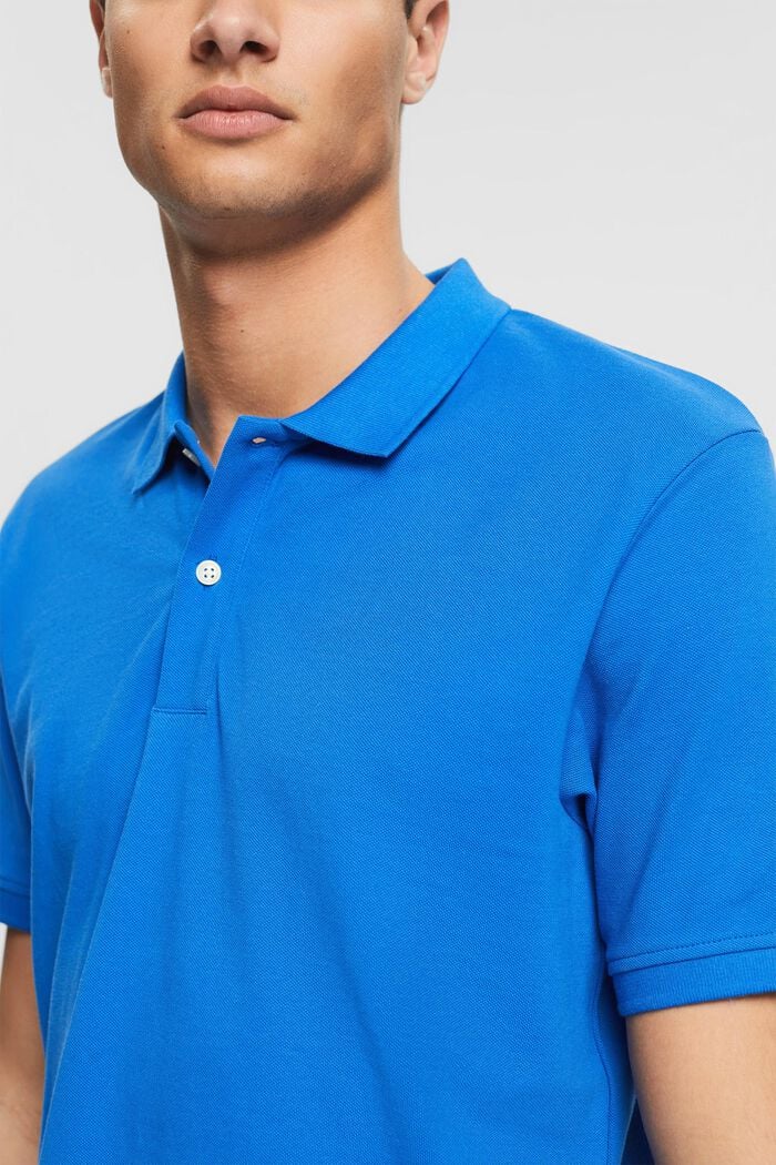 Poloshirt af bomuld, BRIGHT BLUE, detail image number 1