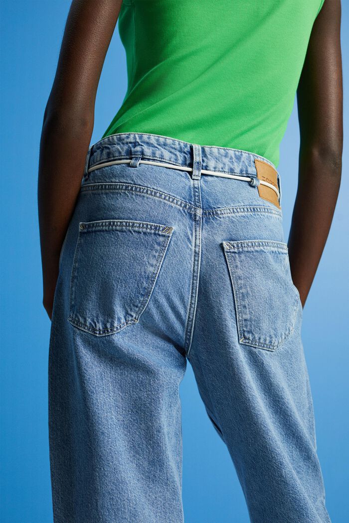 Cropped jeans med dad fit, BLUE LIGHT WASHED, detail image number 4