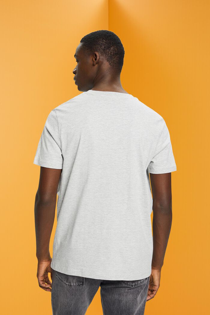 Slim fit T-shirt med lille print på brystet, LIGHT GREY, detail image number 3