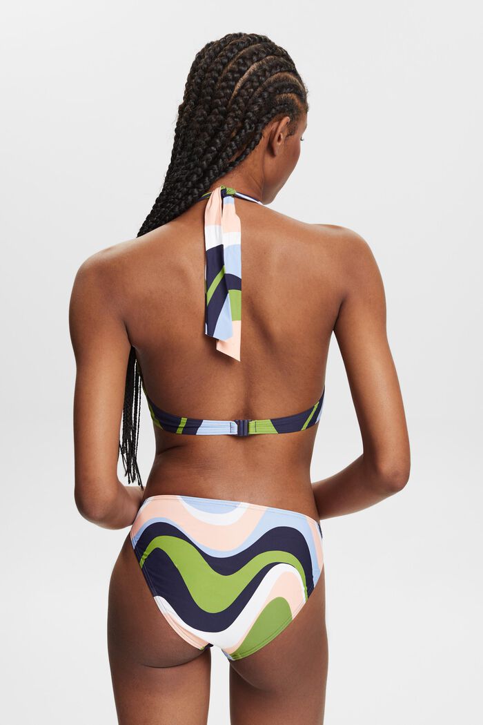 Halterneck-bikinitop med print, NAVY COLORWAY, detail image number 3
