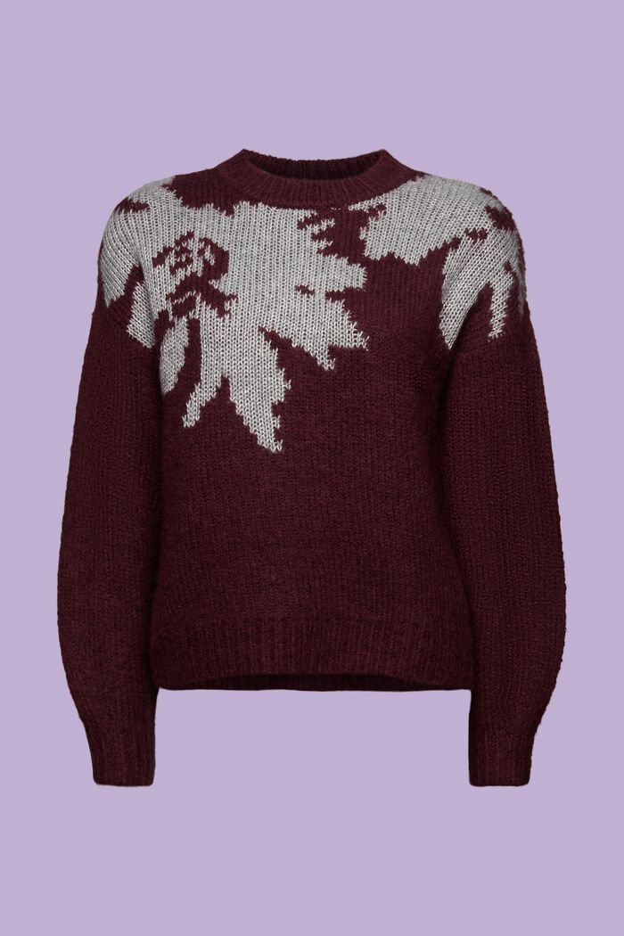 Sweater i metallic jacquard-strik, BORDEAUX RED, detail image number 7