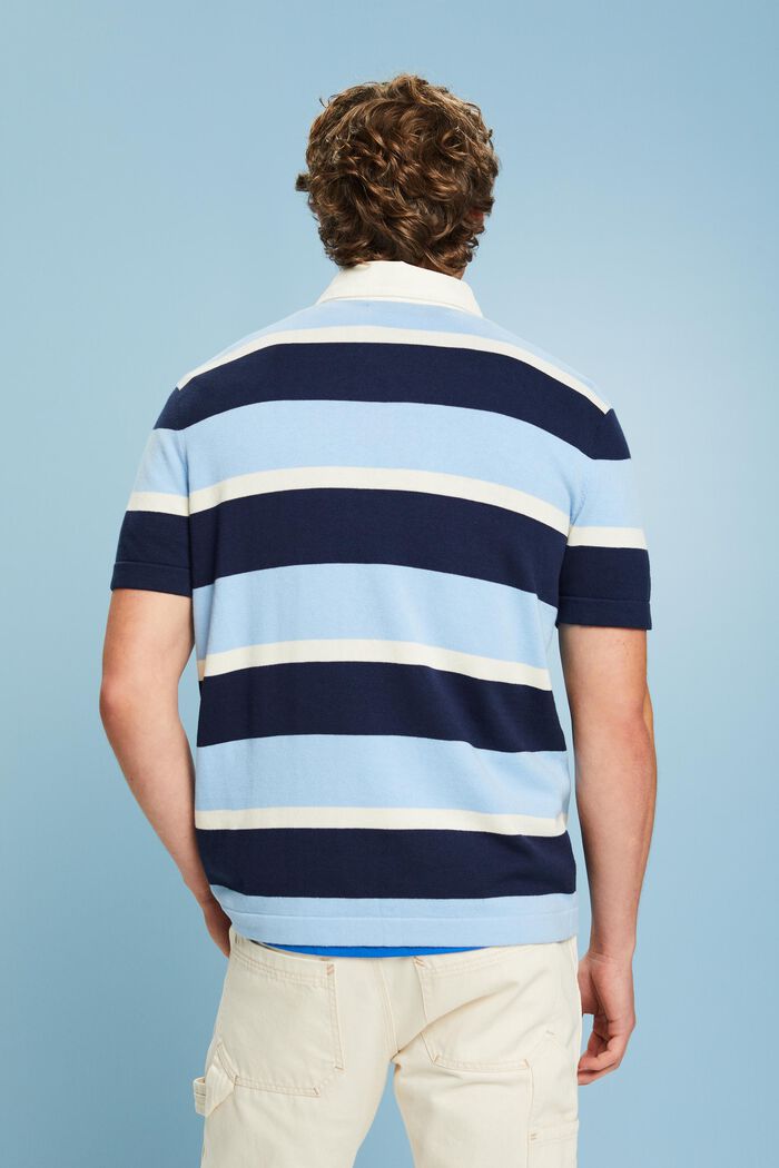 Stribet polo-T-shirt i bomuld med logo, BRIGHT BLUE, detail image number 2