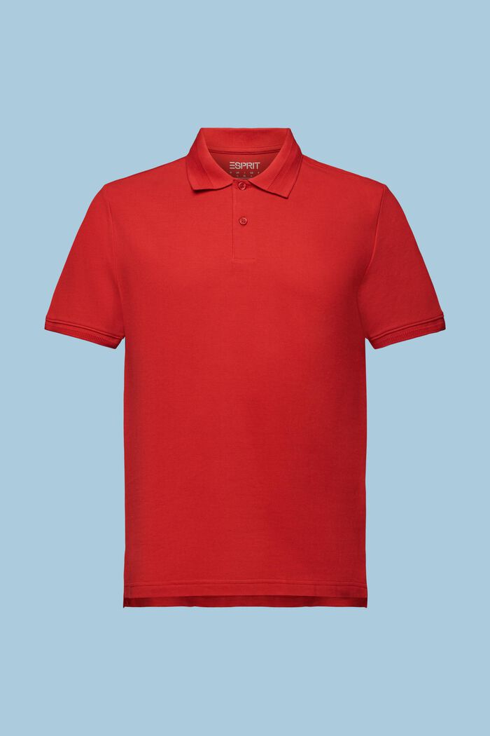 Poloskjorte i pimabomuldspique, DARK RED, detail image number 6